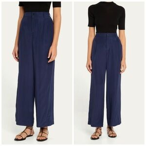 Jonathan Simkhai Wide Leg Trousers Size 2 Midnight Blue Career Professional Work